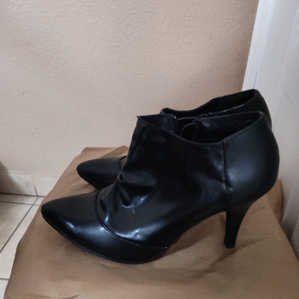 Pointed Faux Leather Ankle Boot